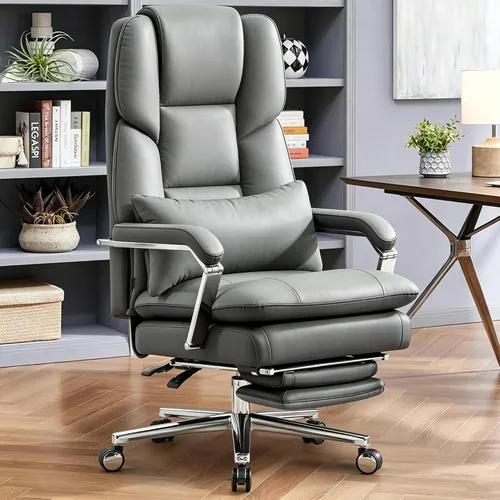 Vista 11 de Ergonomic Home Office Desk Chair, Heavy Duty Executive Chair with Footrest Beige