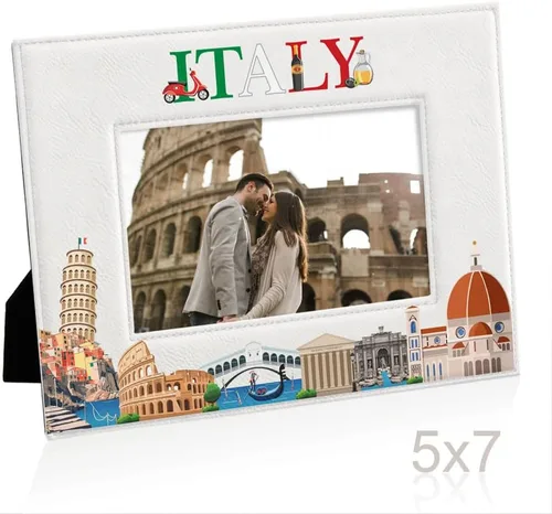 Vista 4 de KATE POSH Marco de fotos Italia, vacaciones familiares en Italia, regalo de boda, regalo de luna de miel (5 x 7 - horizontal)
