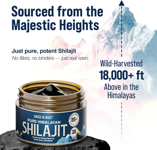 Vista 6 de Resina pura de Shilajit del Himalaya – Complejo de ácido fúlvico orgánico de 500 mg de fuerza máxima para hombres y mujeres – Probado en laboratorio
