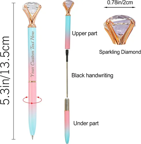 Vista 3 de Bolígrafos personalizados con punta de lápiz capacitivo, bolígrafo de diamante con nombre grabado personalizado, grabado gratis, logotipo Estilo 3