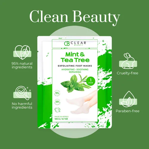 Vista 7 de Clear Beauty Calcetines hidratantes para pies de menta y árbol de té, exfoliantes, hidratantes y reviven los pies agrietados, probados por