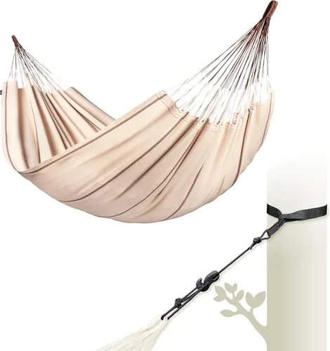 Vista 15 de LA SIESTA Modesta - Hamaca y montaje en pared de algodón orgánico, kit de suspensión para paredes, techos y vigas cuadradas, interior y exterior