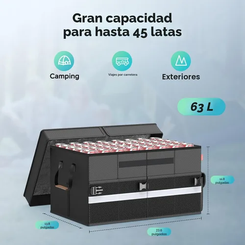 Vista 9 de Bolsa enfriadora – Suave enfriador de viaje con capacidad para 45 latas, se mantiene frío durante 8 horas y caliente durante 6 horas – Organizador