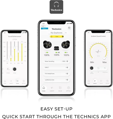 Vista 10 de Technics Auriculares Bluetooth inalámbricos de alta fidelidad prémium con cancelación de ruido avanzada, conectividad multipunto de 3 dispositivos