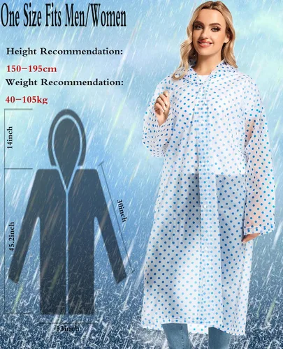Vista 139 de 2 abrigos de lluvia de Borogo para adultos, chaquetas de lluvia reutilizables para hombres y mujeres