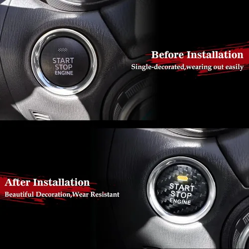 Vista 2 de Tapa de botón de arranque de fibra de carbono real, compatible con Mazda 3 6 CX-5 CX-9 MX-5 Miata, accesorios de decoración para botón de arranque