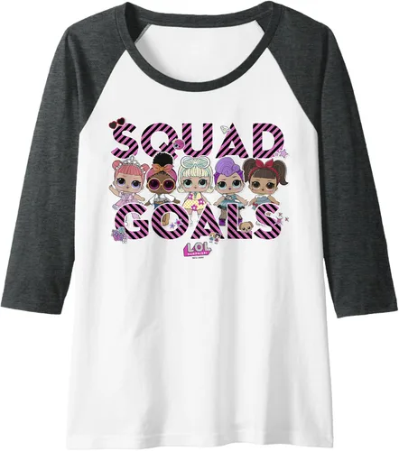 Vista 5 de Camiseta de béisbol raglán LOL Surprise Group Shot Squad Goals para mujer, Negro, S