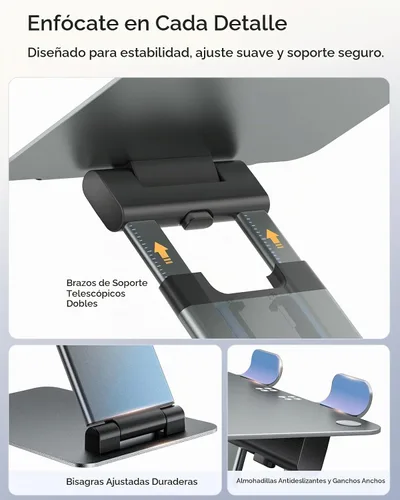 Vista 8 de Nulaxy Soporte de computadora portátil de altura ajustable para escritorio, elevador de computadora de aluminio plegable doble, diseño extraíble