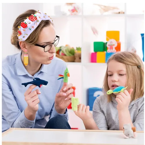 Vista 3 de Diademas para profesoras, diadema anudada con perlas de cristal para mujer, lindo libro para enseñar, adornado con nudo superior, regalos