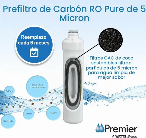 Vista 6 de Watts Premier Kit de filtración semestral RO Pure Plus de 2 unidades para sistema de ósmosis inversa Pure Plus/Zero Pure Plus de 4 etapas, reemplazo