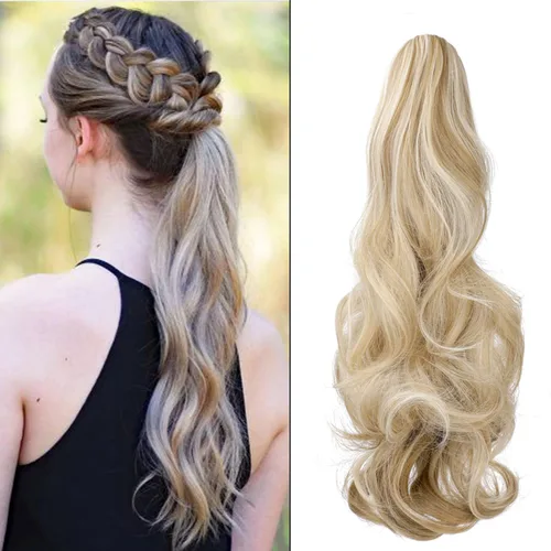 Vista 8 de Extensión de cola de caballo con clip de garra, de 18 pulgadas, extensiones de cabello ondulado largo para mujer, extensiones de cola de caballo