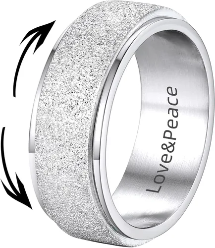 Vista 12 de Supcare Anillos antiestrés para mujer de 4/6/0.315 in para la ansiedad, anillo de pulgar con chorro de arena, regalo para mujeres, talla 7-14