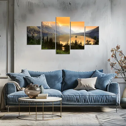 Vista 3 de Arte de Lienzo de Pared de Montana Decoración de Pared del Parque Nacional Glacier Lámina de Montana St. Mary Póster Pintura de Paisaje Wild Goose