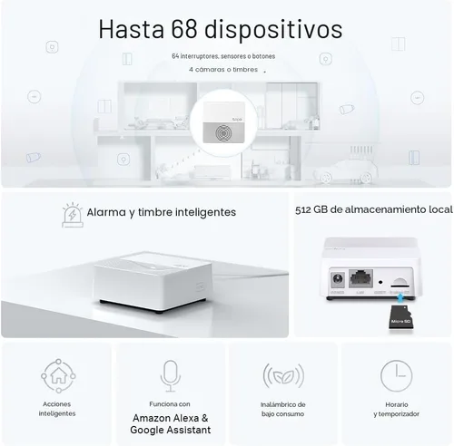 Vista 3 de TP-Link Tapo Smart Hub con timbre integrado, requiere Wi-Fi de 2.4 GHz, conecta hasta 64 dispositivos inteligentes + 4 cámaras, protocolo