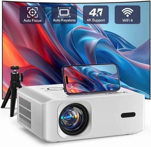Vista 8 de Mini proyector con WiFi y Bluetooth, proyector VISSPL Full HD 1080P, proyector portátil para exteriores con trípode, proyector de cine en casa