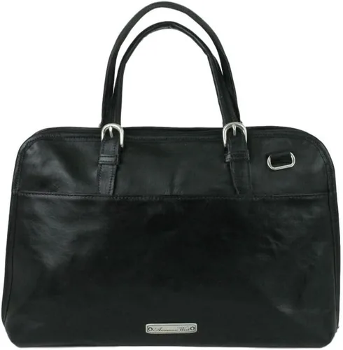 Vista 2 de American West Pendleton Pony - Maletín inteligente con cremallera de cuero, Negro (4320353)
