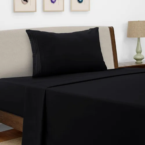 Vista 255 de LUX Décor - Juego de sábanas Twin de microfibra ultrasuave de 3 piezas con sábana encimera, sábana bajera de 16 pulgadas de profundidad y funda