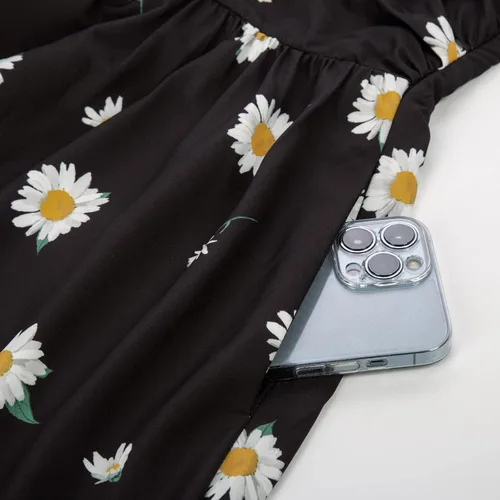 Vista 5 de Belle Poque Vestido floral vintage para mujer, vestido de verano con tirantes delgados, vestido fruncido y acampanado, vestido midi con vuelo