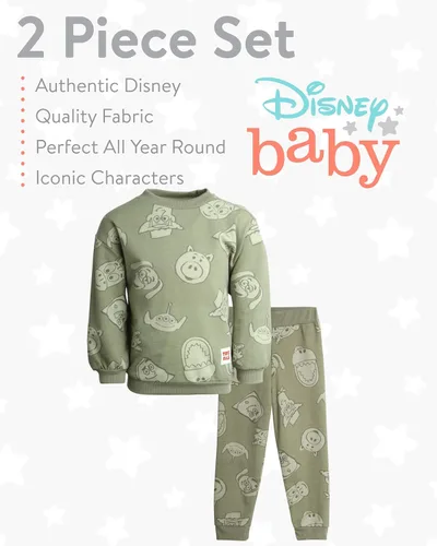 Vista 2 de Disney Conjunto deportivo de forro polar de Mickey Mouse para niños - Lilo & Stitch, Toy Story, sudadera y pantalones deportivos de forro polar