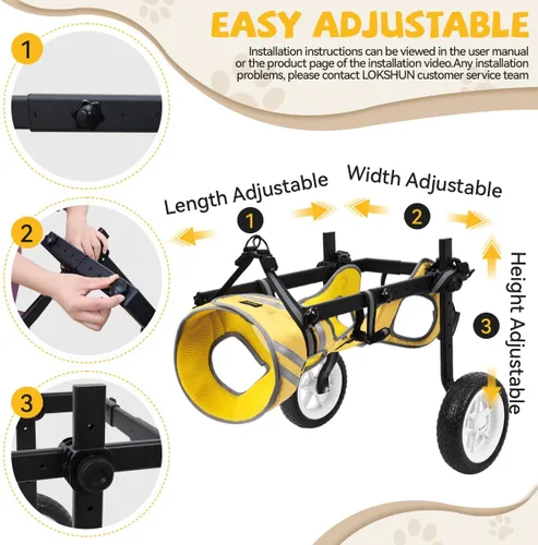Vista 5 de Silla de ruedas para perros para patas traseras, silla de ruedas para perros pequeños a medianos, carritos ajustables para perros con ruedas