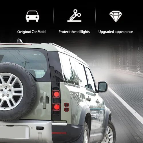 Vista 6 de Kit de luz trasera negra ABS para Land Rover Defender 90 110 130 2020-2026 Accesorios de cubierta de protección de luz trasera exterior de automóvil