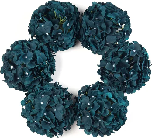 Vista 37 de DuHouse Hortensias artificiales de seda con tallos, hortensias falsas para bricolaje, centro de mesa de boda, decoración del hogar, paquete de 6