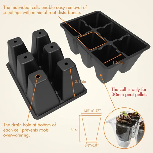 Vista 4 de Gardzen Paquete de 3 bandejas de inicio de semillas, bandejas de germinación de plantas, kit de inicio de semillas con cúpula ventilada de humedad