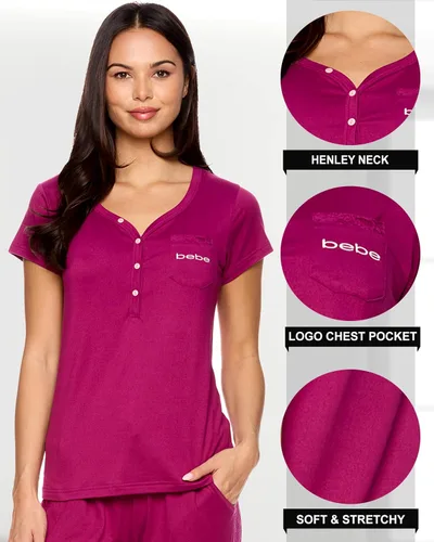 Vista 2 de bebe Conjunto de pijama para mujer camisa de manga corta con pantalones de pijama