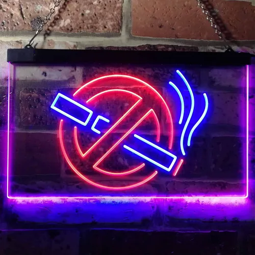 Vista 2 de ADVPRO No Smoking Non Smoke Warning Shop Restaurant Dual Color LED Neon Sign Blue & Red 12" x 8.5" st6s32-i3189-br