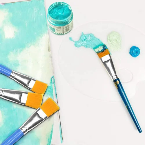 Vista 7 de 10 pinceles planos de 1 pulgada, pincel de pintura acrílica, cepillo de nailon sintético para el cabello, pincel de pintura para pintura