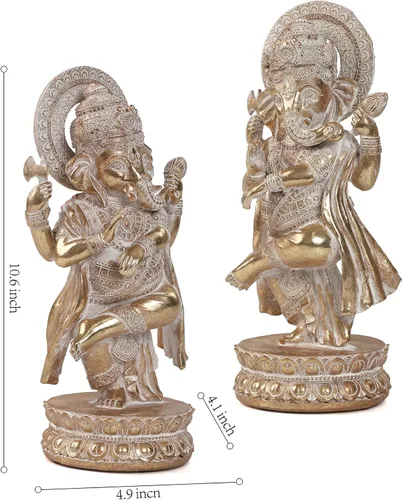 Vista 2 de Suoedd Estatuas de Lord Ganesha Elefante hindú Estatua de Dios Estatua de Dios de Ganesh Indio Ganesh Buda, Escultura de resina hecha a mano