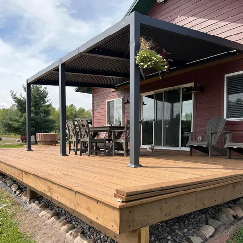 Vista 26 de PURPLE LEAF Pérgola con listones de techo rígido de 8 x 10, pérgola de aluminio para patio al aire libre con techo ajustable a prueba de lluvia