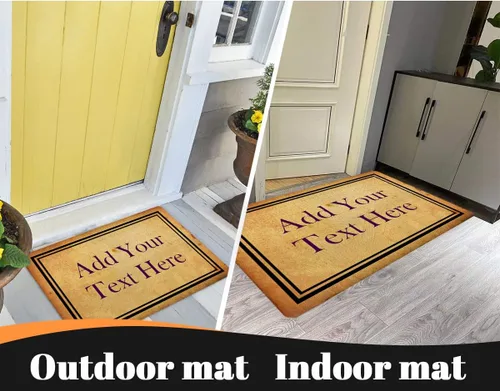 Vista 4 de D-Story Tapete de puerta personalizado – Tapetes de bienvenida personalizados para puerta delantera, texto de familia, divertido tapete