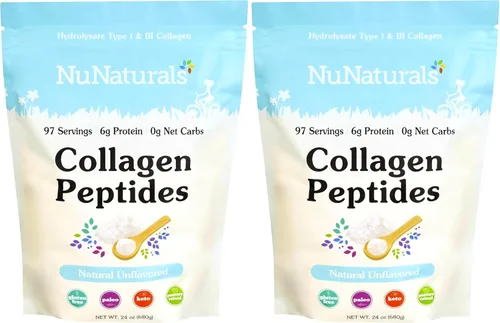 Vista 12 de Nunaturals Péptidos de colágeno en polvo, tipo I y III, 24 oz