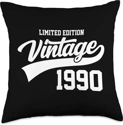 Vista 4 de Limited Edition Vintage 1990 33rd Birthday Year Retro Sports Throw Pillow