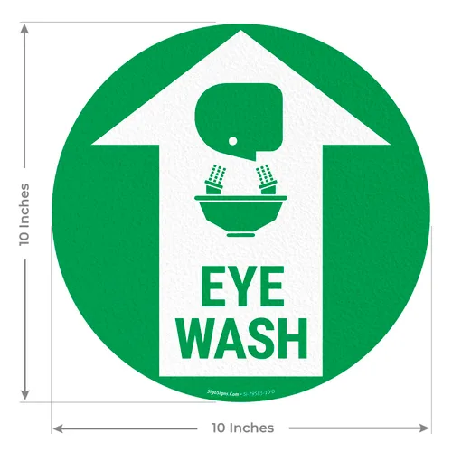 Vista 2 de Adhesivo adhesivo antideslizante para suelo de 10 x 10 pulgadas, diseño de lavado de ojos y gráfico, fabricado en Estados Unidos