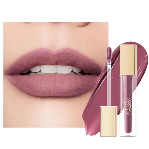 Vista 32 de Oulac Lápiz labial mate rosa para mujeres, lápiz labial líquido duradero de color rosa intenso, color de labios de alto impacto con cobertura total