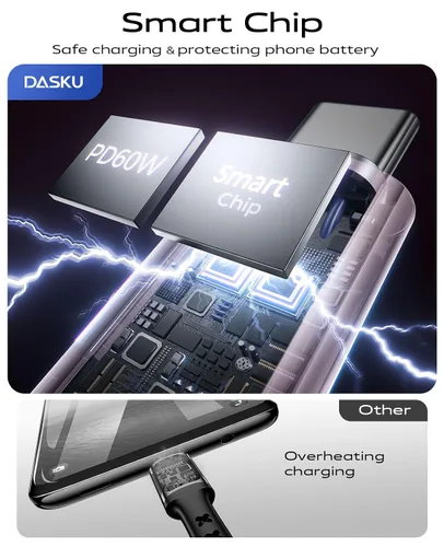 Vista 80 de Dasku iPhone 17 USB C a USB C de carga rápida, 60 W (3.1 A), paquete de 2 cables cargador de carga de 3 pies tipo C para iPhone 17/16/15/15 Plus/15