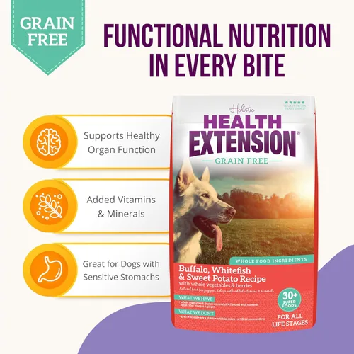 Vista 5 de Health Extension Alimento seco para perros, alimento natural con vitaminas y minerales añadidos, adecuado para todos los cachorros, incluye receta