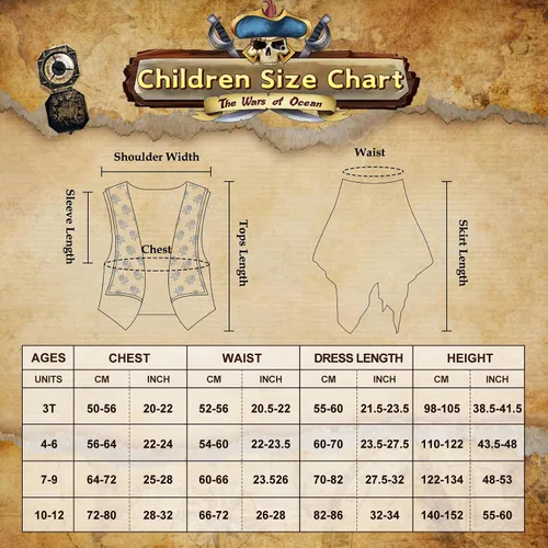 Vista 7 de Joy Bang Disfraz de pirata para niños, disfraces de bucanero de Halloween para niños y niñas de 3 a 12 años, juego de rol de simulación de cosplay