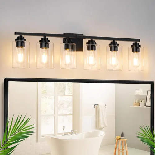 Vista 29 de VerRon Juego de 2 apliques de pared para baño, lámparas modernas de tocador, faroles de montaje de bronce cepillado al óleo, luces de pared