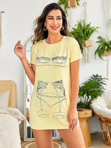 Vista 3 de Floerns Camisón de lencería divertido para mujer, camiseta con estampado lindo