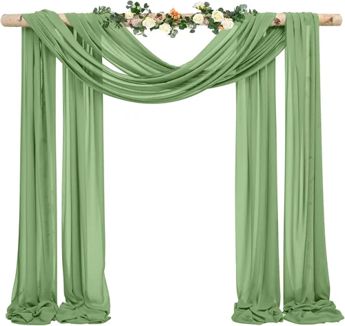 Vista 19 de Tela para Cubrir Arco de Boda, 4 Paneles 71 cm x 6,1 m Telas para Arco de Boda Azul Bebé para Ceremonia, Telas de Gasa para Decoración de Arco