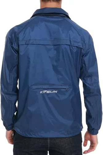 Vista 5 de KPSUN Chamarras impermeables para hombre, ligeras, cortavientos para ciclismo, correr, con capucha extraíble