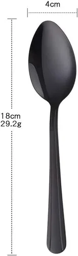 Vista 2 de MINGYU Juego de 12 cucharas de acero inoxidable, elegantes cucharas de sopa negras, cucharas de mesa de 7 pulgadas, cucharas de titanio