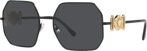 Vista 4 de Versace Gafas de sol para mujer, montura dorada, lentes gris oscuro, 2.283 in