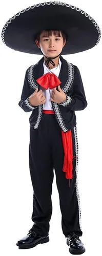 Vista 5 de STIOEDYUAN Disfraz mexicano para niños, Folklórico, Cinco de Mayo, Amigo Día de los Muertos, Mariachi, Halloween, cosplay, fiesta