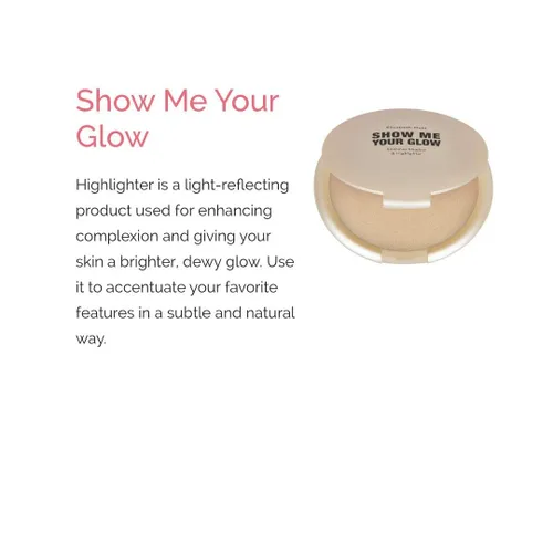 Vista 3 de Elizabeth Mott Show Me Your Glow - Iluminador en polvo 2 en 1 y sombra de ojos brillante, maquillaje natural con brillo facial, libre de crueldad