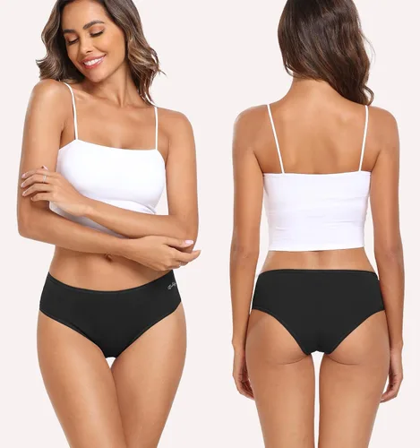 Vista 4 de coskefy Ropa interior de algodón para mujer, bragas hipster de tiro bajo, suaves, transpirables, paquete de 6