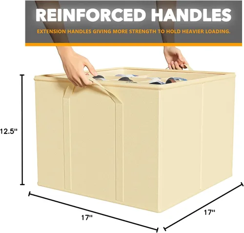 Vista 7 de SpaceAid - Organizador de zapatos para armario, paquete de 2 contenedores plegables de almacenamiento para zapatos, cestas con separadores Beige